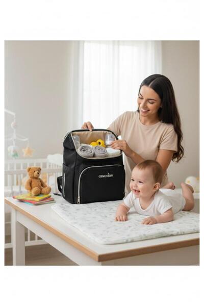 Saban Black, Anne Baby Care Bag – Thermal Sections, Large Volume