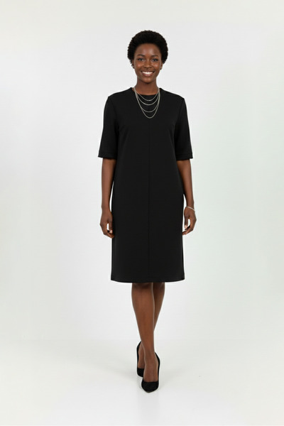 LAbute Crew Neck Comfortable Fit Mercerized Short Sleeve Dress
