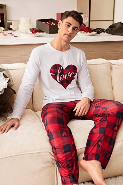 BELLA NOTTE Crveni muški pidžama set za par od Karirano delova