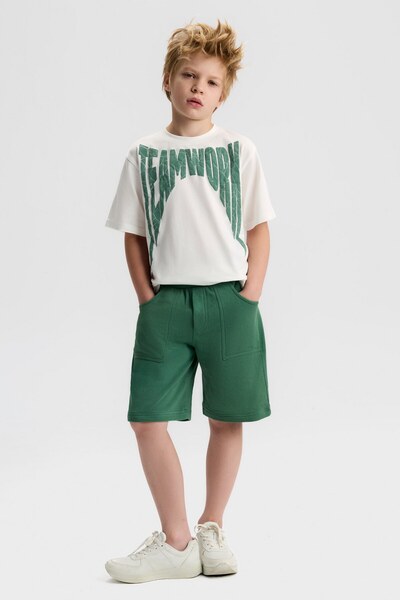 nk kids Tricou pentru băieți Teamwork, verde ecru 41318