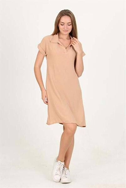 Dipmoda Women's shirt with collar and sleeve detail, midi length ayrobin dres...