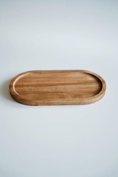 Dekorzdükkan منظم أكاسيا البيضاوي / صينية عرض مقاس 26x14 سم