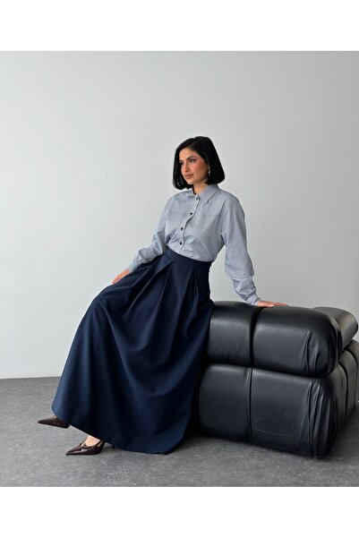 RACE FASHİON Striped Shirt & Pleated Skirt Hijab Set Rc9024