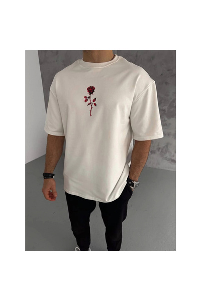 Narnuga Crew Neck Printed Oversize T-Shirt - White -