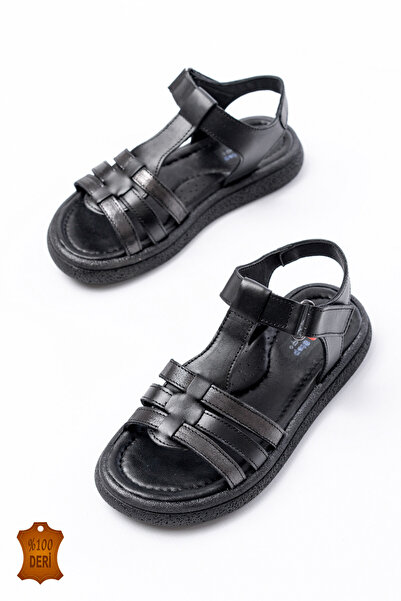 lina step Genuine Leather Orthopedic Sole Velcro Girls' Sandals