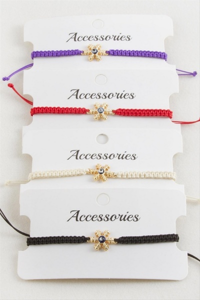 ZERO LAND Lvsqvr Snowflake Macramé Braided Bracelet (164445) - Red