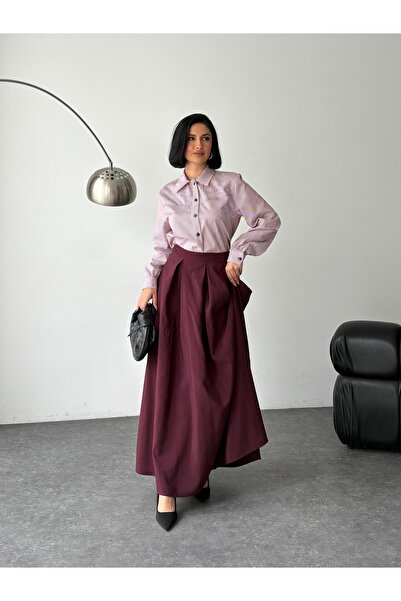 RACE FASHİON cu dungi cămașă și cu pliuri fustă Set Hijab RC9024