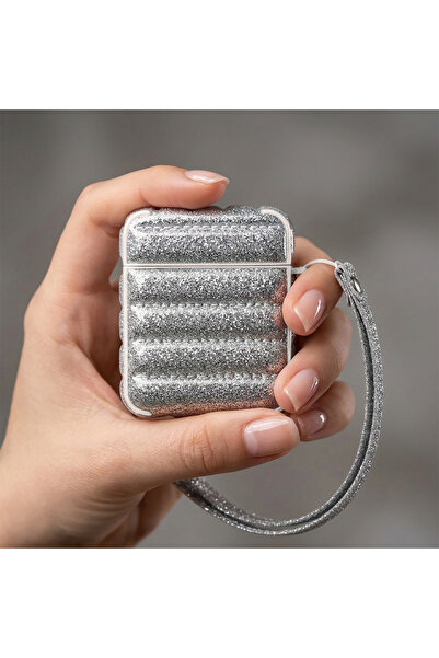 CaseOnn Apple AirPods 1 / 2. Nesil Case Strap String Glitter S Glittery Silver