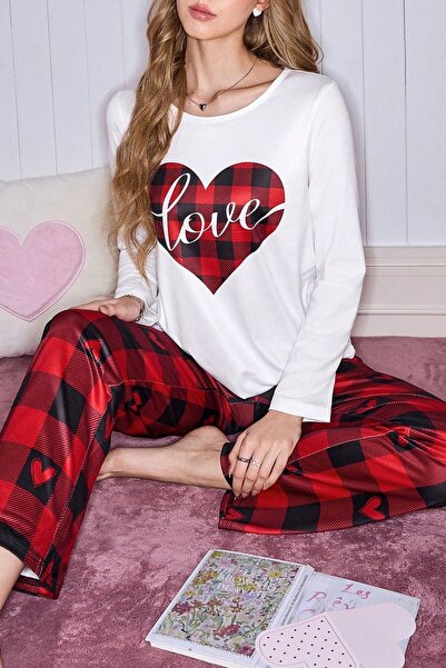 BELLA NOTTE Red Plaid Piece Women's Couple Pajama Set