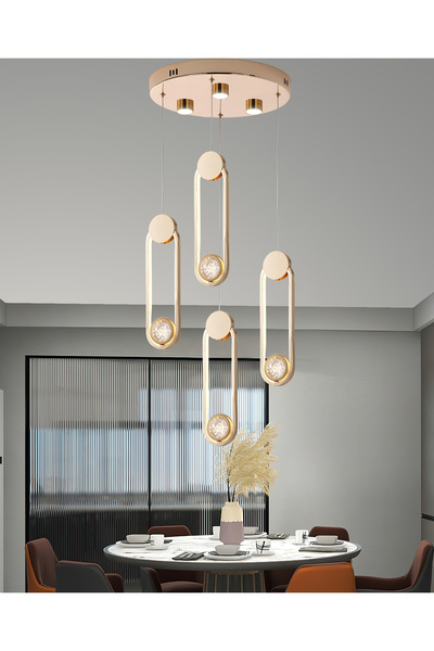 Apliqa Beckett 4'lü Kristal Top Başlıklı Gold Sarkıt Led Avize