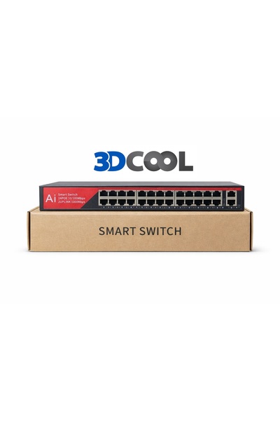 3D-PSF24 26 Port Kamera Poe Switch 24 x PoE 2x Gigabit Uplink 320W 250MT