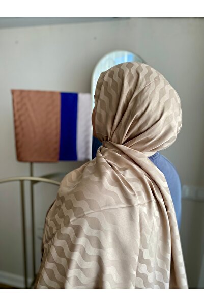 BG SCARF Suyolu Desenli İpek Jakar Şal