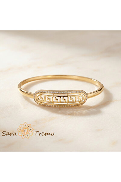 SaraTremo Brățară Imperială Greacă – Brățară Fixă Placată cu Aur de 14K