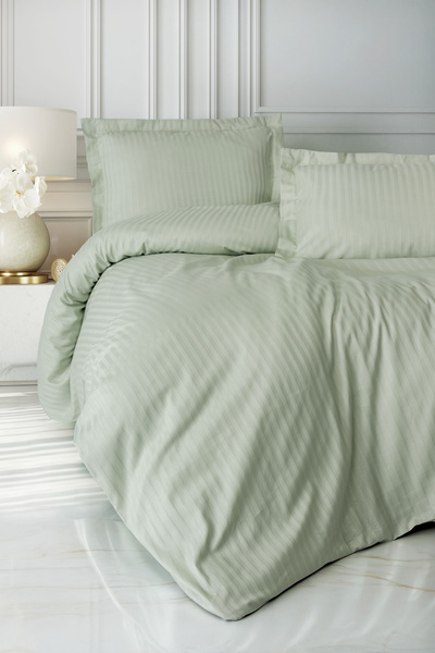 Cotton Box Elegantna pruga Bračni Set posteljine satenska žaludija