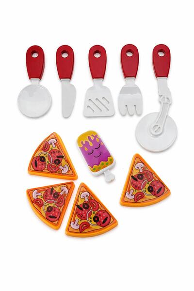 Akar Oyuncak Pizza Seti Kesilebilir Pizza Dilimleri ve Mutfak Aksesuarları