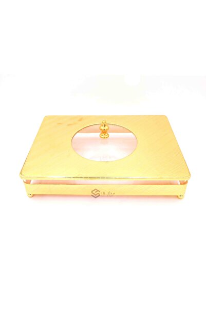 SQF Rectangular gold dessert plates 1.40 liters