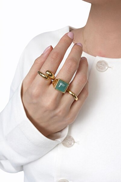 Ressia Emerald Gemstone Triple Ring Set