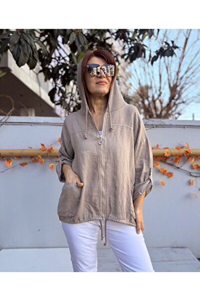 DenizEge Jachetă italiană G ghipură K cu glugă din nurcă