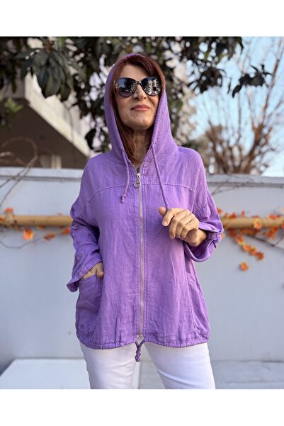 DenizEge Italian Jacket g Guipure Lace K Hooded Purple