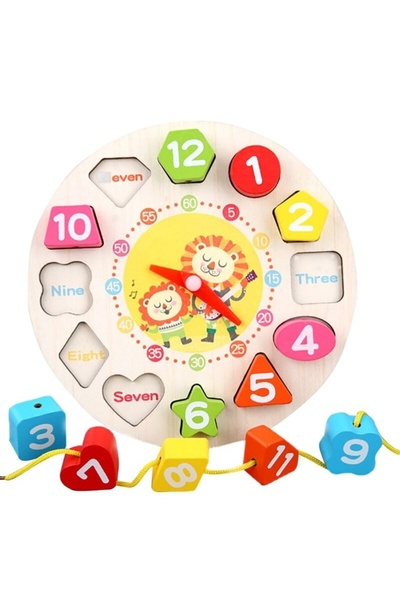Avaleea Jucărie educativă Tip Montessori Model ceas Leu Din lemn+ 36 luni 12 ...