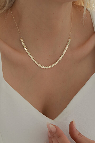 YAVUZ KUYUMCULUK 14 Ayar Altın Sıralı Kalp Kolye