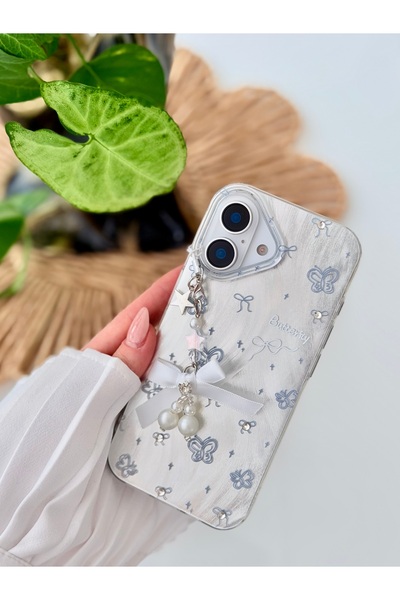 Go Aksesuar iPhone 17 Compatible Charm Pearl Ribbon Design E Stretchy Silicon...