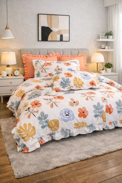 Rovitech Set lenjerie de pat dublu, Volanase, 180 x 200 cm, 6 piese