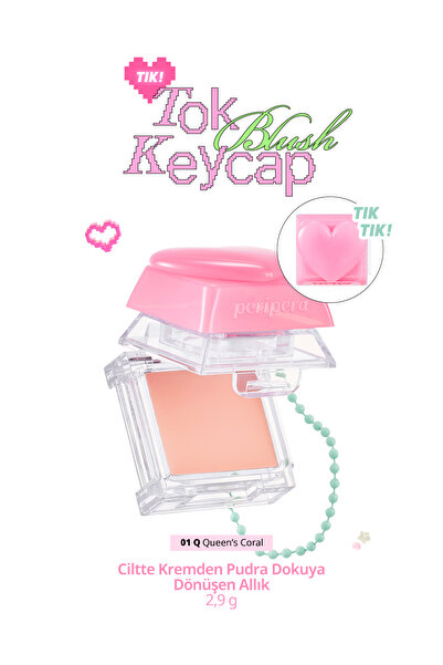 PERIPERA Ciltte Kremden Pudra Dokuya Dönüşen Allık Tok Blush Keycap (01 Queen...
