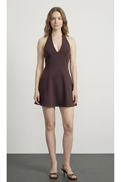 Quzu Halter Dress Coffee