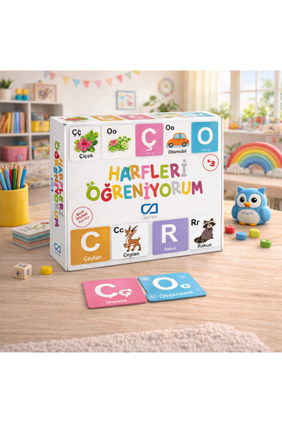 NUNU Eğitici Harf Kartları – Harfleri Öğreniyorum | Alfabe Öğrenme Oyunu | 3+...