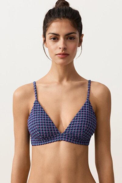 Oysho Kareli üçgen bikini üstü