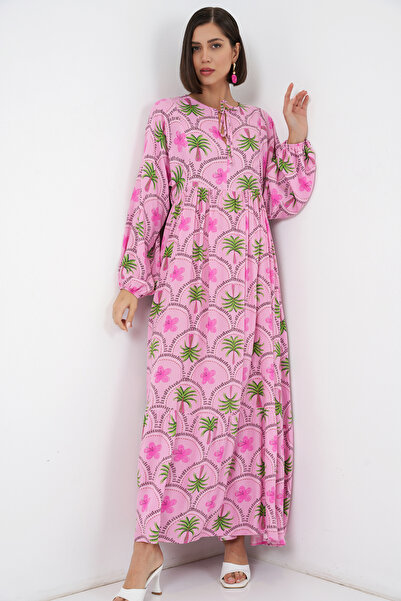 Bigdart Women's Patterned Hijab Dress 2594 - Pink