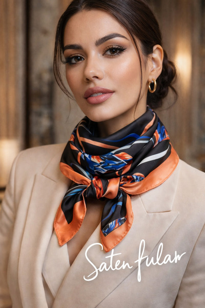 Two Two Eșarfă din satin premium – mătase i D texturat Elegant D cu model Lux...