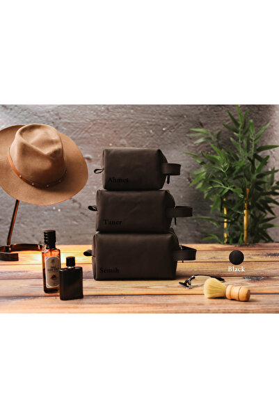 Leather Anatolia Genuine Leather Men's Handbag Dopp Kit - Leather Zipper Hand...