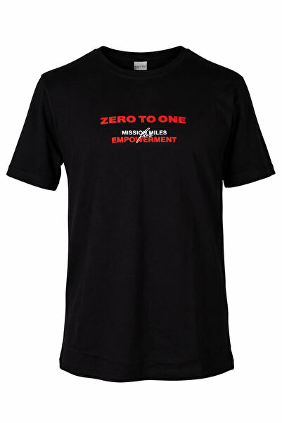 trender 26YDT1000024 تي شيرت رجالي أسود برقبة دائرية من Zero To One