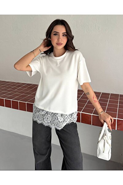 Noa&Noa Suknja sa Čipka detaljima Osnovni T-shirt