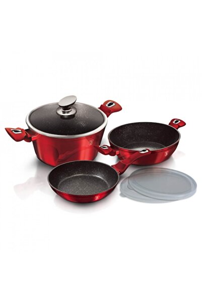 Berlinger Haus Set of Pots and Pans (6 pieces) Burgundy Metallic Line