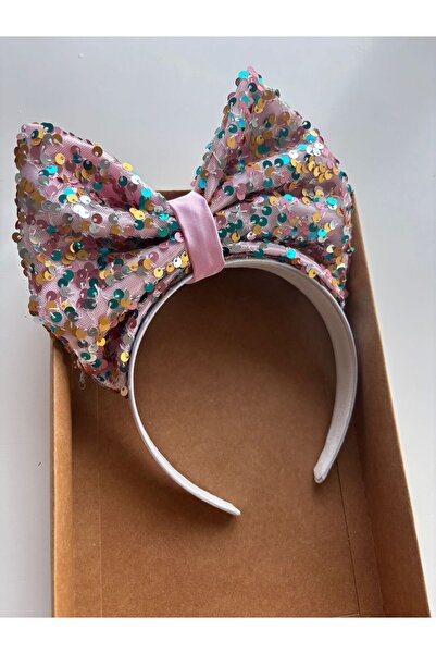 Stil Tasarım Toka Payetli Pembe Taç