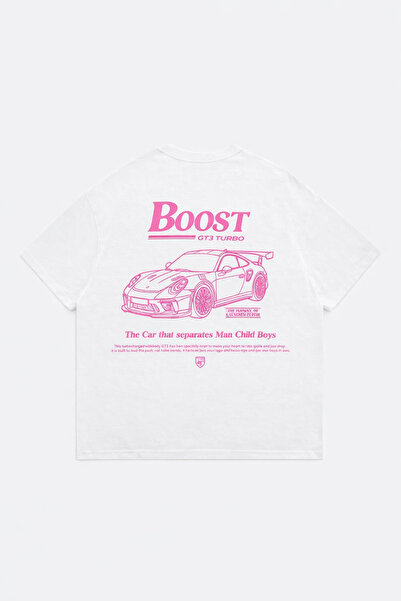 Violon تي شيرت أبيض GT3 RS مطبوع كبير الحجم للجنسين