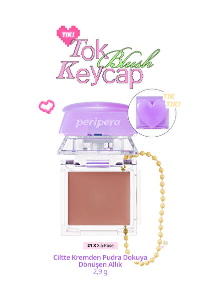 PERIPERA Ciltte Kremden Pudra Dokuya Dönüşen Allık Tok Blush Keycap (21 Xia R...