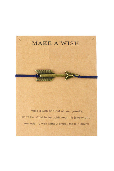 EFAYN.RO Make a wish bracelet, string type, arrow pendant with blue string, u...