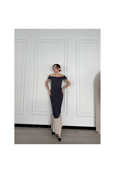 Narnuga Striptease Shoulder-Length Long Dress - Smoked -