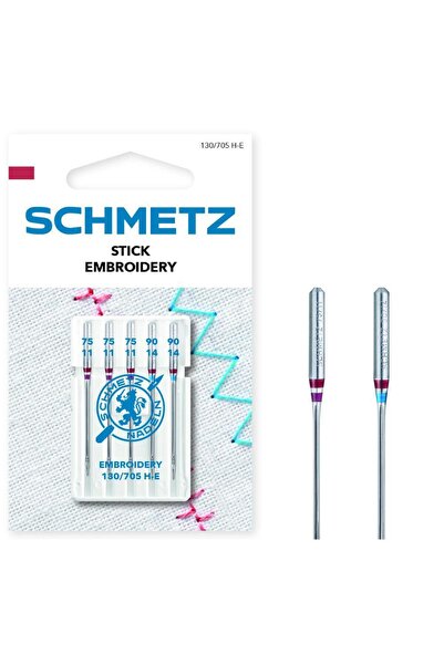 SCHMETZ Combined set of 5 Embroidered needles, fineness 75-90, 130/705 HE V3S
