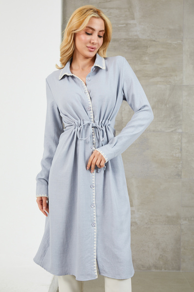 zenne Shepherd's Stitched Tunic Light Blue