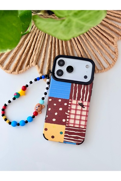 Go Aksesuar iPhone 17 Promax Compatible Plated Charm Hippie Design Stretchy S...