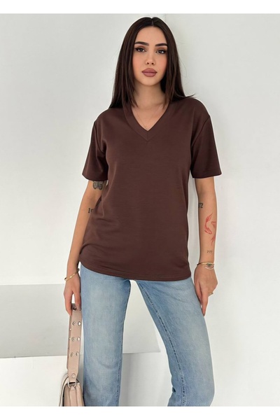 Noa&Noa Women's V-Neck Basic Modal Fabric T-Shirt