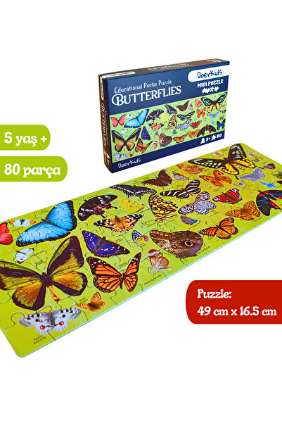 DoerKids Butterflies (Kelebekler) Midi Puzzle | 4-9 Yaş 80 Parça