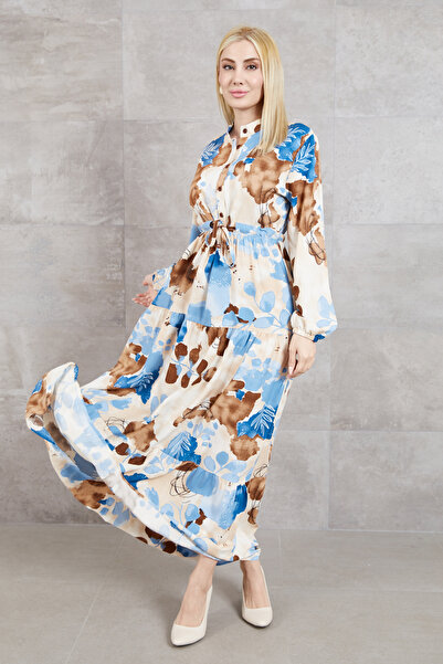 zenne Floral Patterned Dress Blue