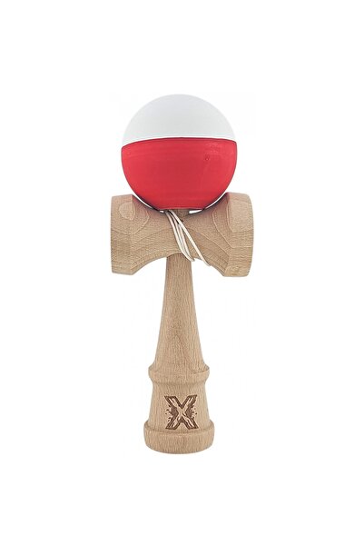 Avaleea Kendama X Originala, Profesionala, din Lemn, Rubber Grip, 18 cm, Alb/...