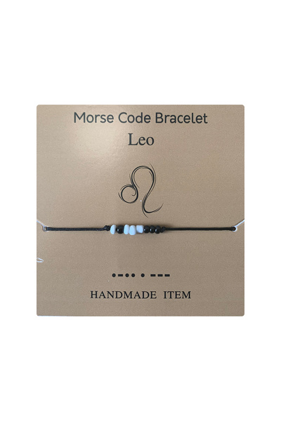 EFAYN.RO Leo zodiac morse code bracelet, silver, handmade, black, EFAYN, unisex